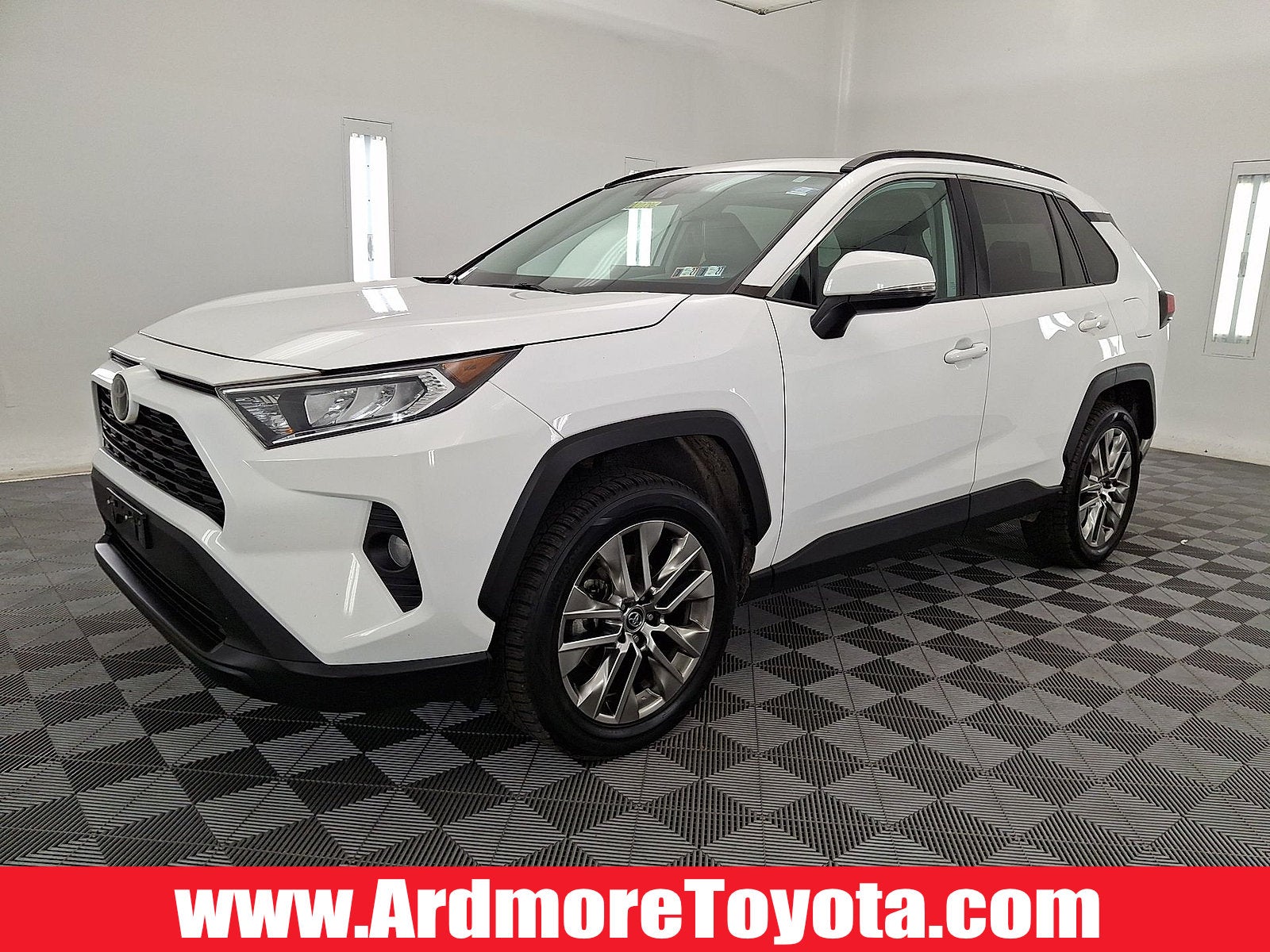 2020 Toyota RAV4 XLE Premium in White — front three-quarter view
