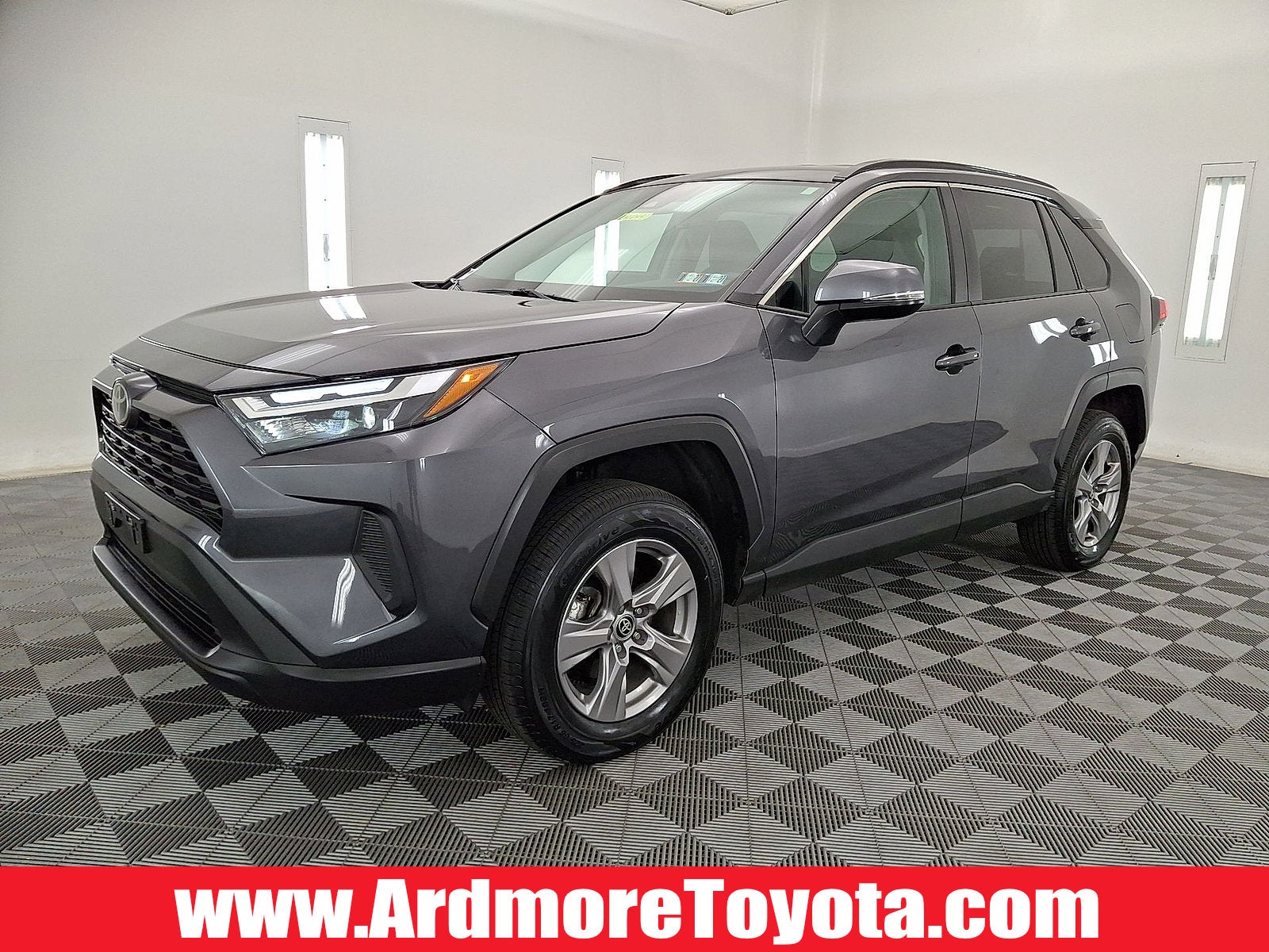 2025 Toyota RAV4 XLE in Magnetic Gray Metallic — front three-quarter view
