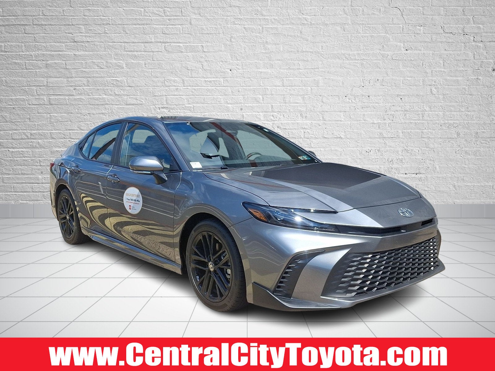 2026 Toyota Camry SE in Heavy Metal — front three-quarter view